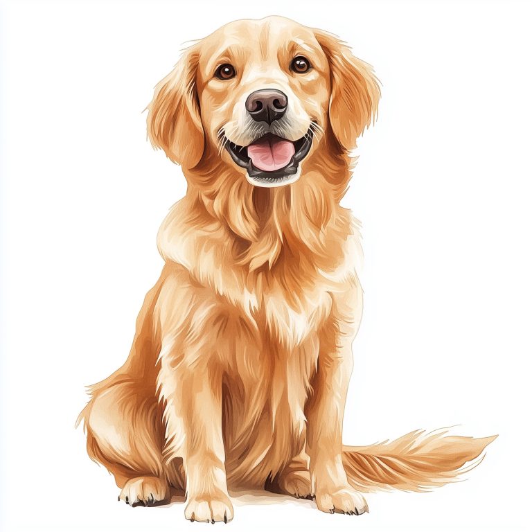 Whimsical Watercolor Portrait of a Playful Golden Retriever A Cheerful Canine Awaiting Treats