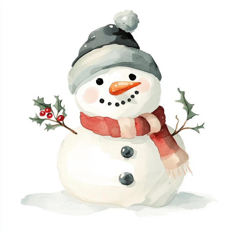 Whimsical Watercolor Snowman Art