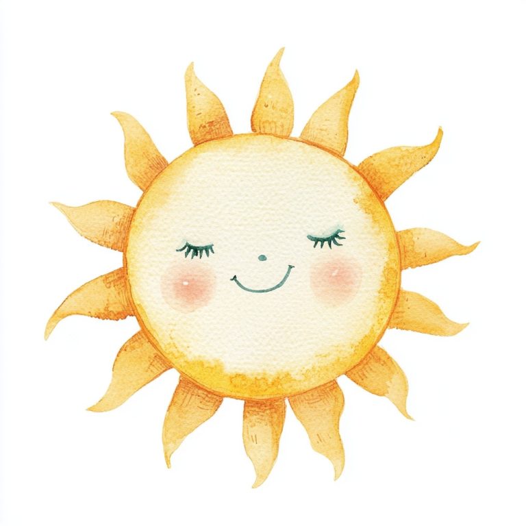 Whimsical Watercolor Sun Illustration