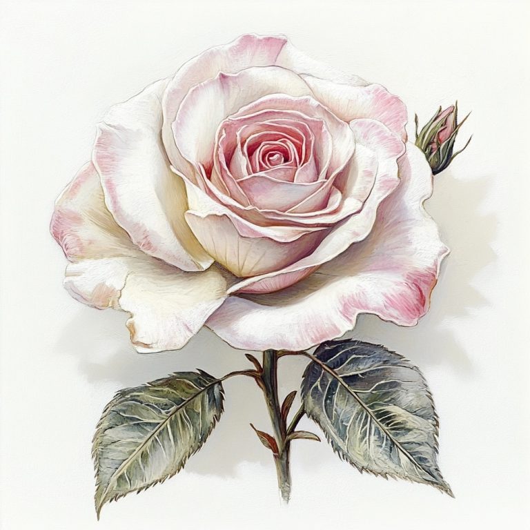 White Background Rose Illustration