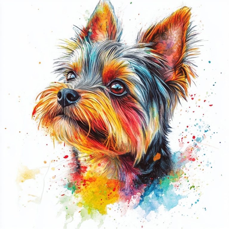 Yorkshire Terrier Watercolor Portrait